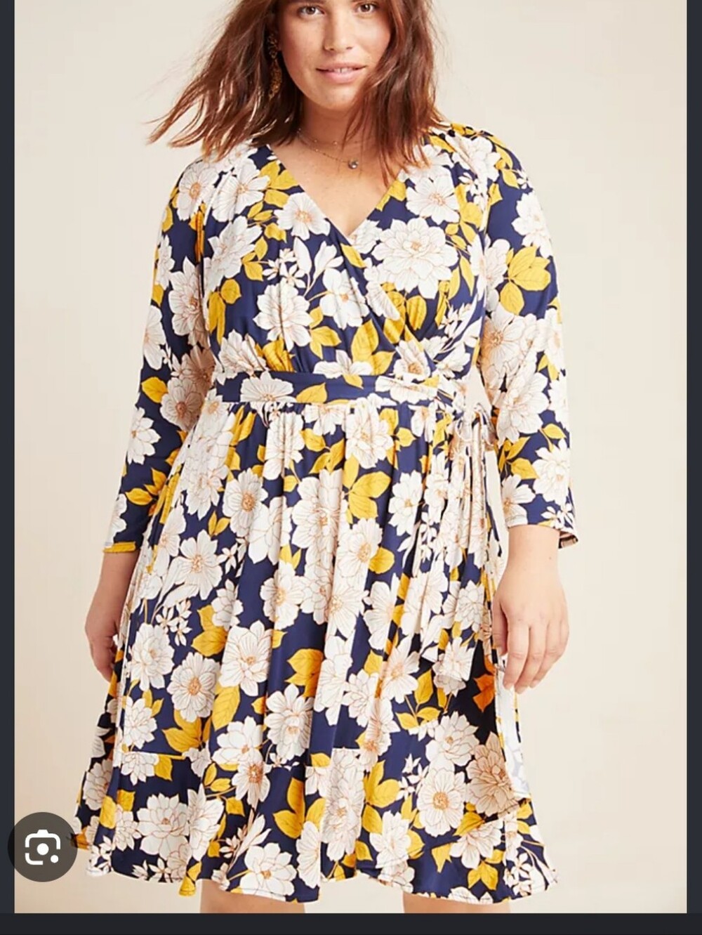 Maeve By Anthropologie Floral Wrap Dress in Navy and Mustard - Women